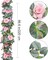 Flower Garland Rose Vine – 4Pcs 28FT Artificial Floral Garland with Green Leaves, Hanging Rose Vine for Wedding, Party, Garden, and Home Wall Decor (Light Pink)